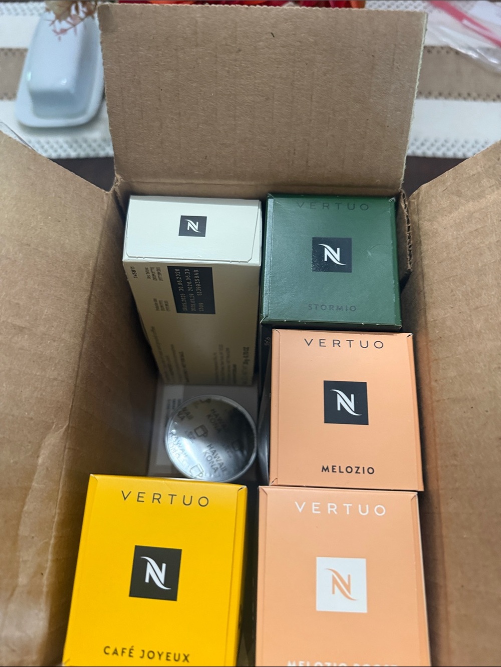 Nespresso Vertuo Capsule Assortment in Yellow, Peach, Green, Cream 60 pods 7.7oz